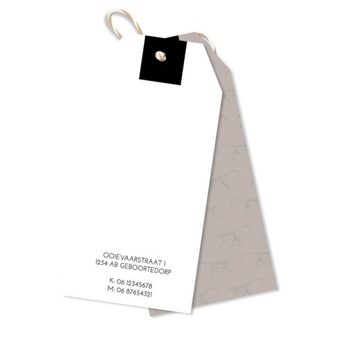 Stoer label geboortekaartje aapjes - Jurre