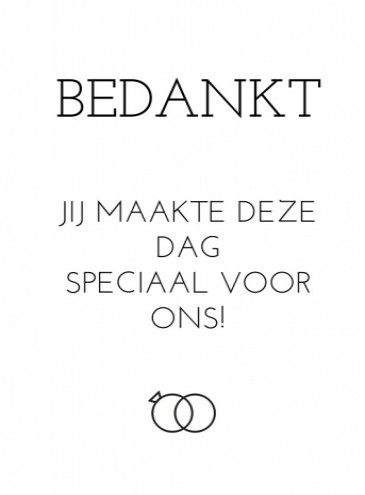 Bedankt bij trouwkaart Stoer met labels