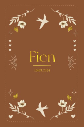 Geboortekaartje meisje bohemian bloemen en vogel – Fien