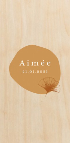 Echt hout geboortekaartje ginko - Aimee