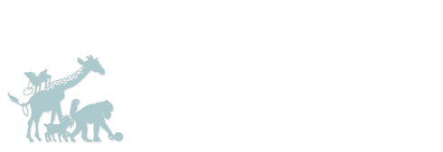 Adresetiket met blauwe dierenparade