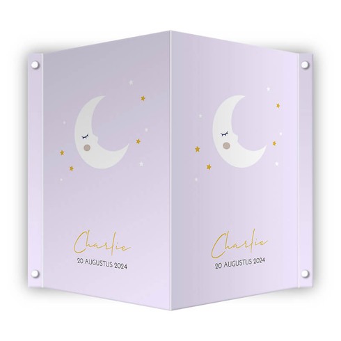 Geboortebord met schattig maantje en sterren - Charlie