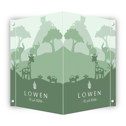 Raambord met jungle dieren in trendy groen - Lowen