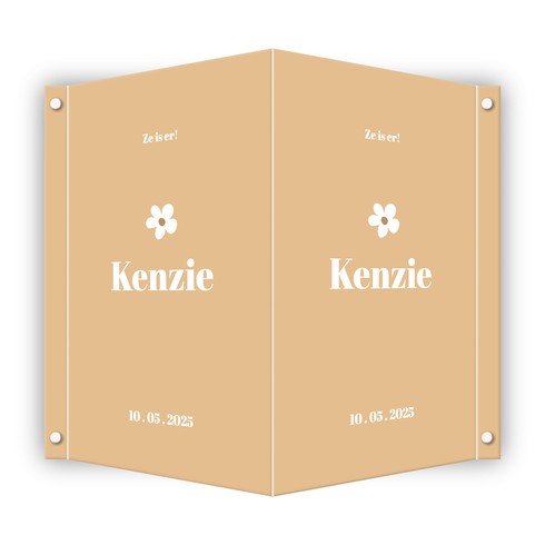 Geboortebord met lieve bloemen in het oranje - Kenzie