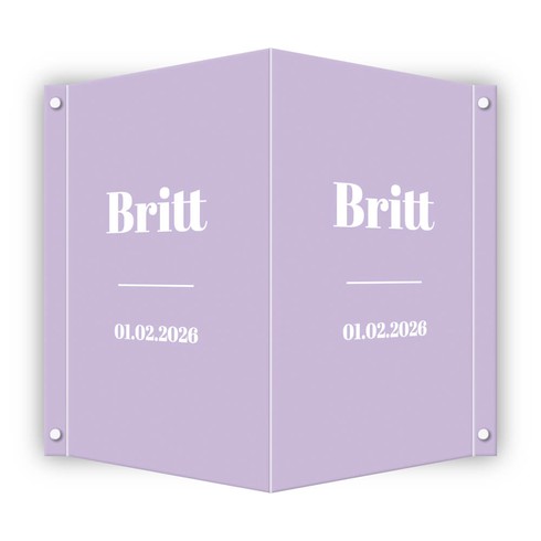 Geboortebord in vrolijk lila - Britt