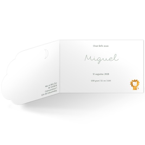 Jongens geboortekaartje met wolk vorm en maan large -  Miguel