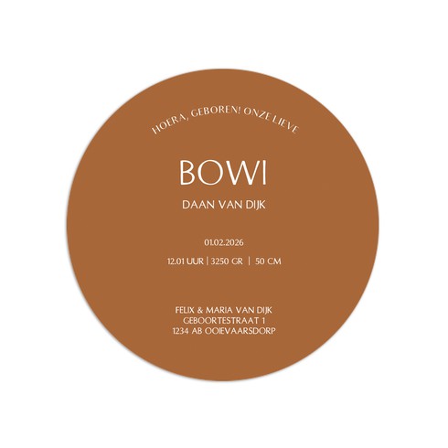 Unisex rond geboortekaartje met maan en sterren- Bowi