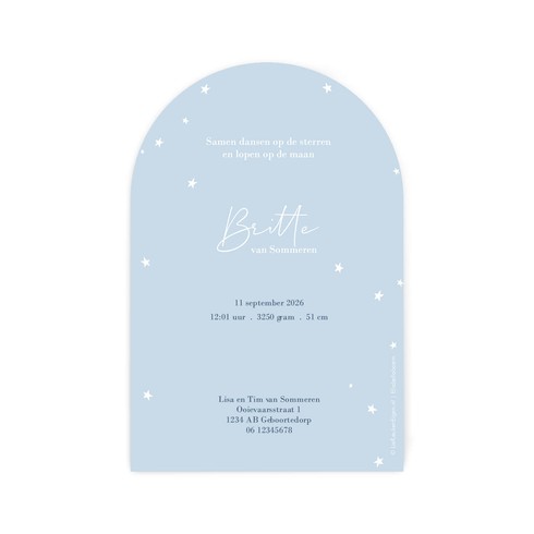 Geboortekaartje boogvorm broer op een wereldbol met maan - Britte