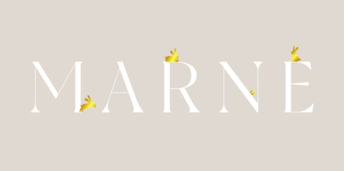 Clean geboortekaartje met konijntjes en goudfolie - Marne