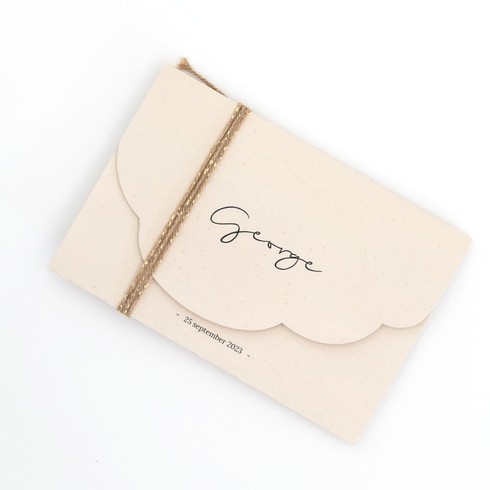 Geboortekaartje jongen pocketfold in wolk vorm inclusief foto - George