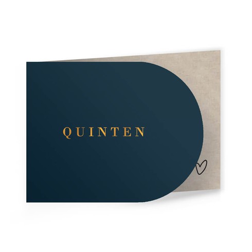 Clean jongenskaartje in boogvorm met hartje en koperfolie - Quinten