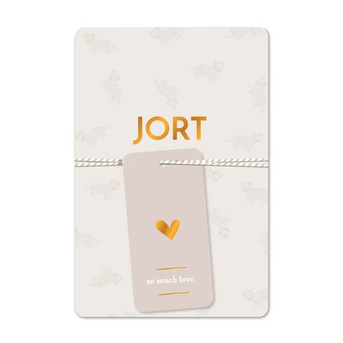 Jongenskaartje met labeltje en print van pantertjes - Jort