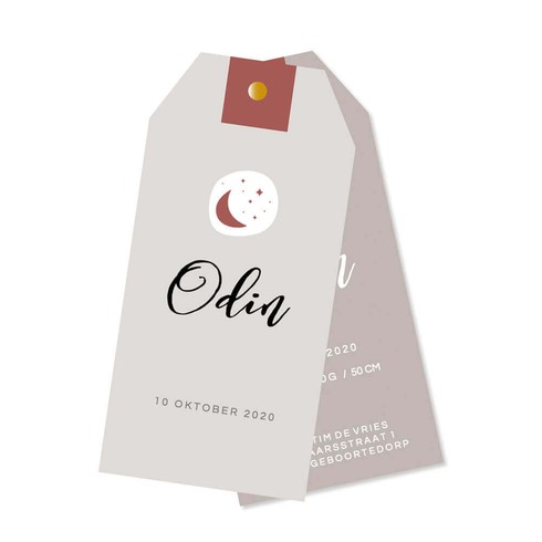 Labelkaartje met maan sterren - Odin