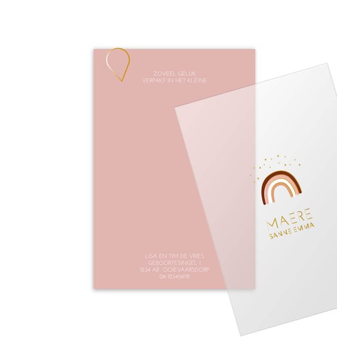 Hip geboortekaartje met regenboog en kalk cover - Maere