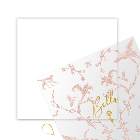 Geboortekaartje dieren patroon chique goudfolie - Bella