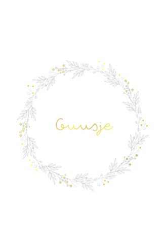 Geboortekaartje op kalkpapier met bloemenkrans en goudfolie - Guusje (1 van 2)