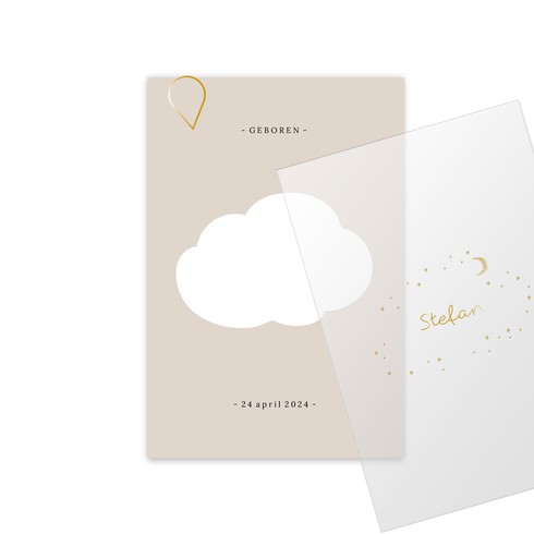 Achterkaartje met wolk, maan en sterren - Stefan (2 van 2)