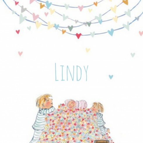 Geboortekaartje Lindy met broers - EB