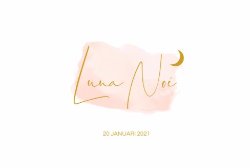 Geboortekaartje maantje watercolor - Luna Noé