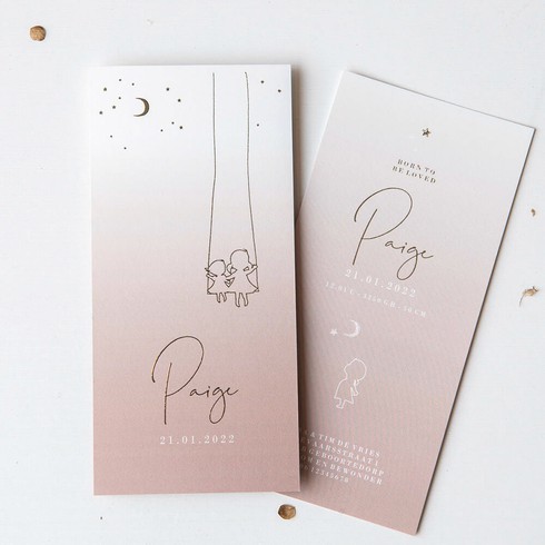 Geboortekaartje zusjes schommel sterren en maan - Paige