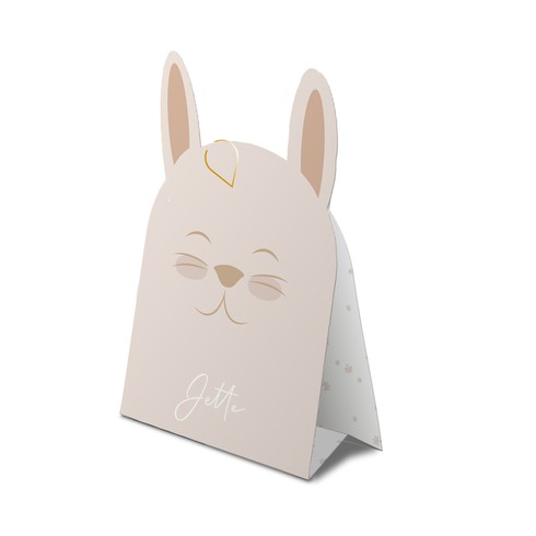 Geboortekaartje meisje in bijzondere vorm met konijn en konijnen gezichtje - Jette