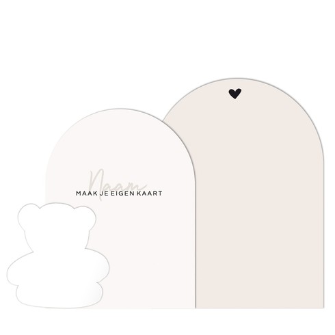 Geboortekaartje zelf ontwerpen met beren en boogvorm als stapelkaartje