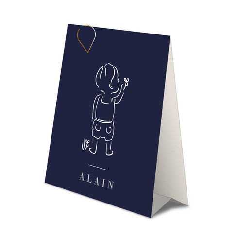 Jongenskaartje tentkaart lijntekening jongetje - Alain