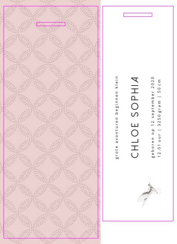 Hip hangtag geboortekaartje roze - Mies&Co - Chloe Sophia