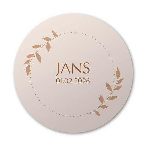 Rond geboortekaartje met bloemen en takjes - Jans