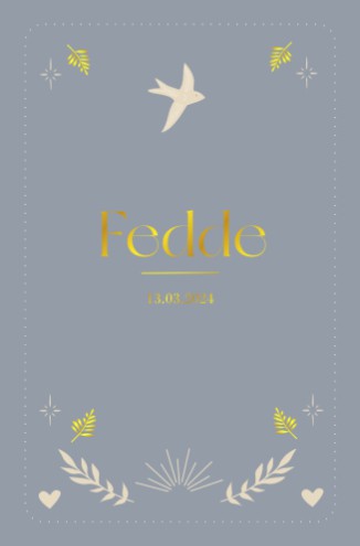 Jongens geboortekaartje met bohemian print en vogel - Fedde