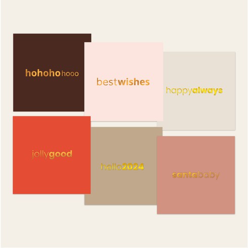 Kerstkaarten set kleurrijke met goud en koperfolie