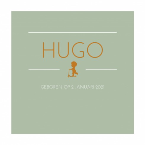 Klassiek geboortekaartje groen dubbel - Hugo
