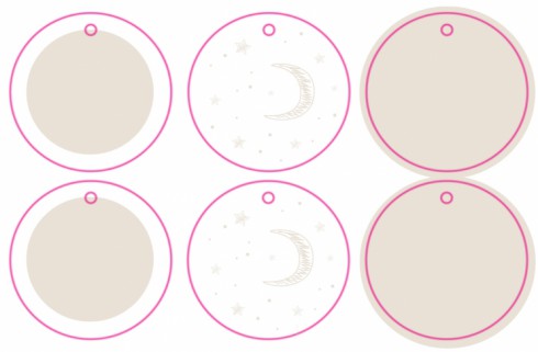 Labeltjes rond 6 stuks - Maan en sterren