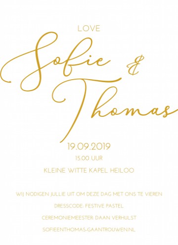 Trouwkaart LOVE sierlijk - Geschikt voor folie