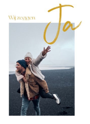 Minimalistische chique trouwkaart met foto