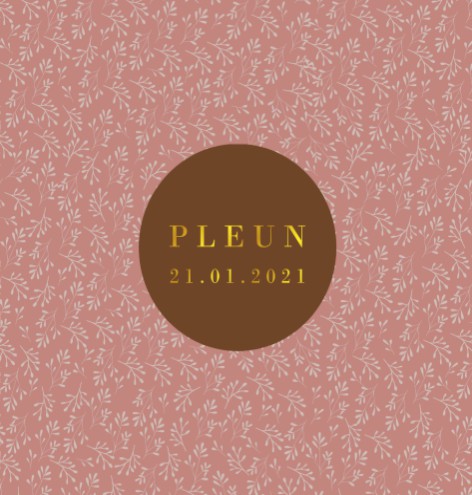 Romantisch geboortekaartje met takjes patroon in roze kleur - Pleun