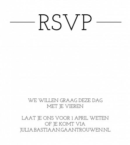 Pocketfold RSVP bij trouwkaart Stoer met labels