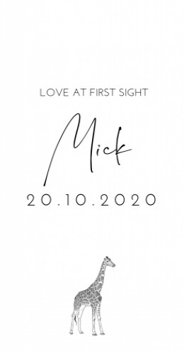 Stoer jongenskaartje giraf kalkpapier labeltje - Mick