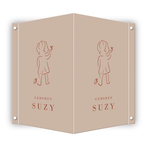 Geboortebord meisje met bloem - Suzy