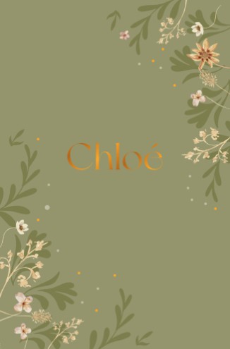 Geboortekaartje meisje bloemen botanisch blaadjes groen trendy koperfolie