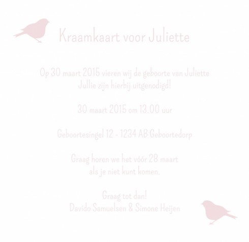 ZELF maken - Kraamkaartje - Juliette - SC