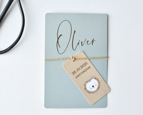 Labelkaartjes, geboortekaartje inclusief labeltje